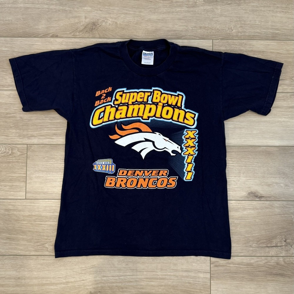 Vintage Denver Broncos 1999 Back 2 Back Super Bowl Champs T-Shirt Adult Large